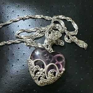 ITALY 925 STERLING SILVER NECKLACE STONE PENDANT